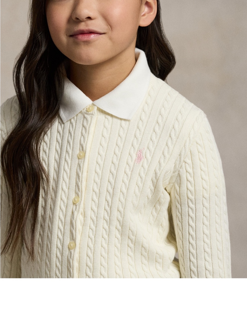 Ralph Lauren Girls’ Mini Cable-Knit Cotton Cardigan - Picture 2 of 9